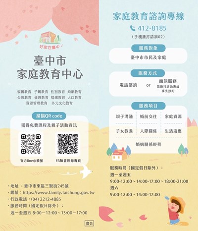 1140813家庭教育諮詢專線