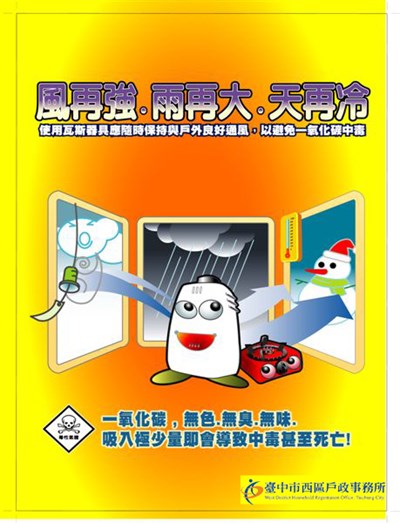 防範一氧化碳中毒宣導海報